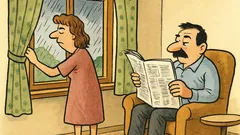 Виц: Жена гледа през прозореца — идва дъжд...